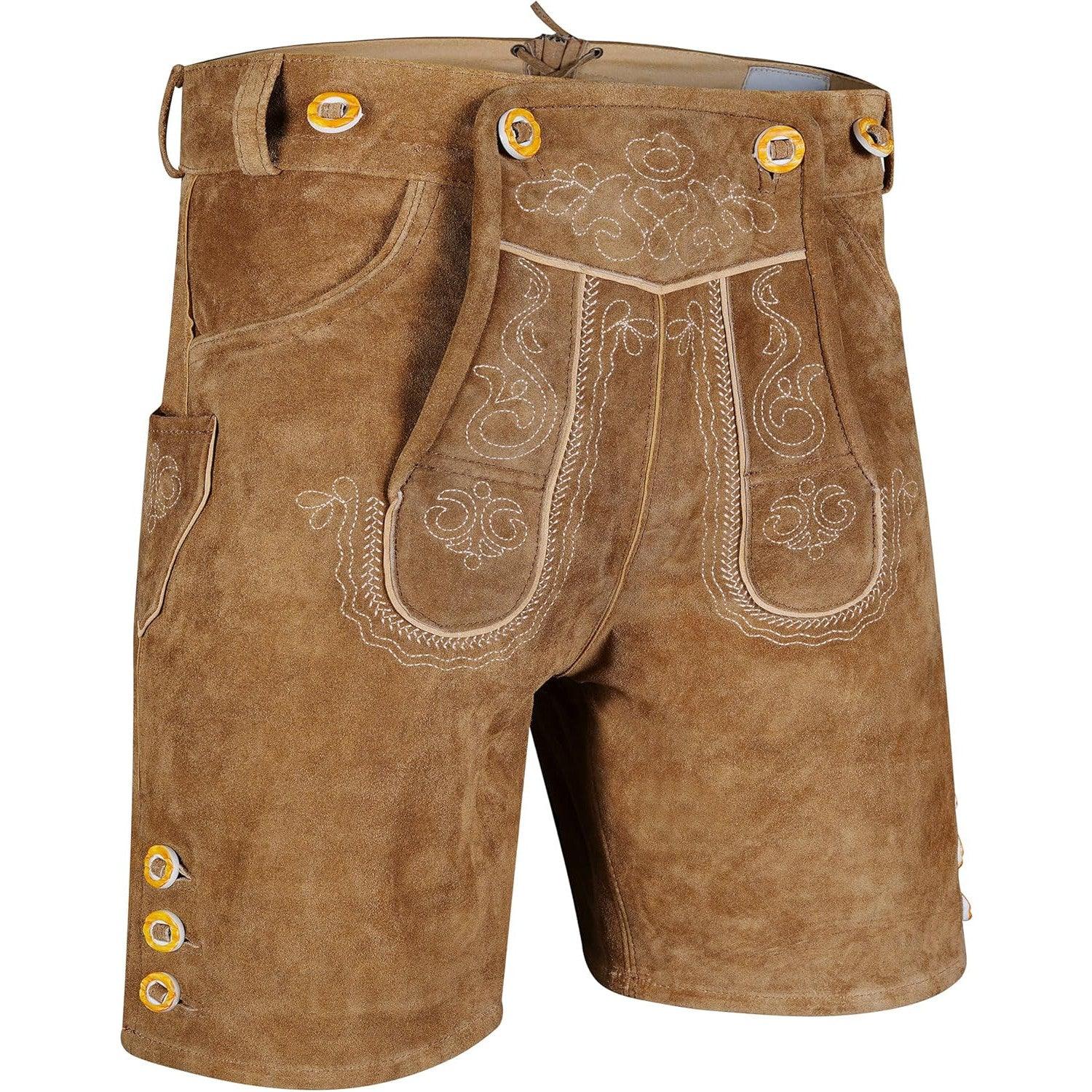 TR Martha Premium Men’s Short Leather Trachten Trousers with Suspenders size 56 - Gomix Brands Outlet